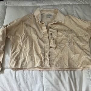 American Eagle long sleeve corduroy cropped button up